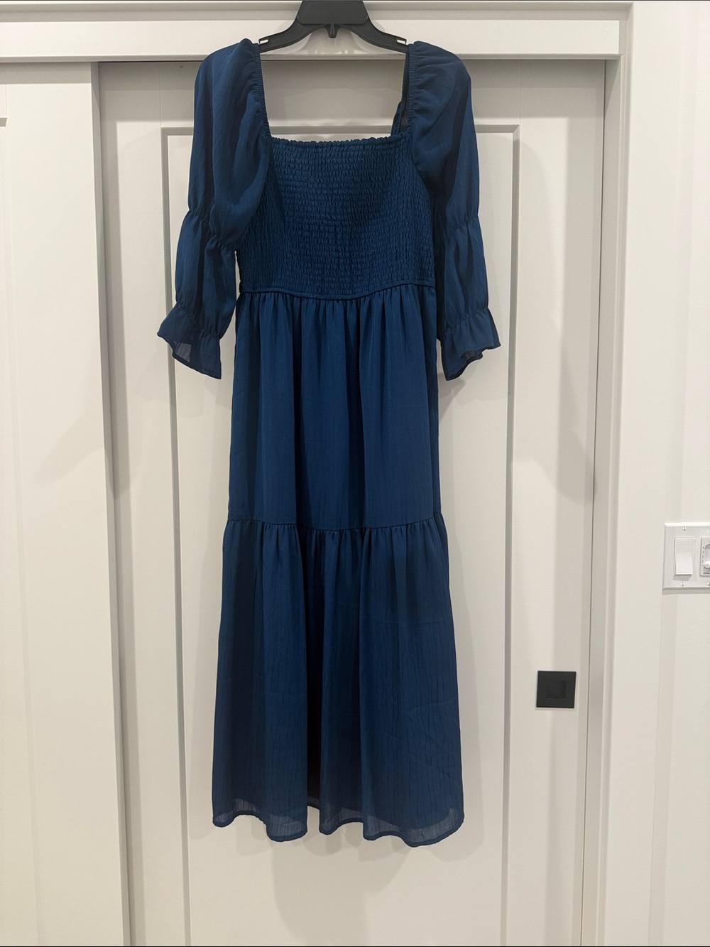 Betsey Johnson Navy Blue Smocked Maxi Dress